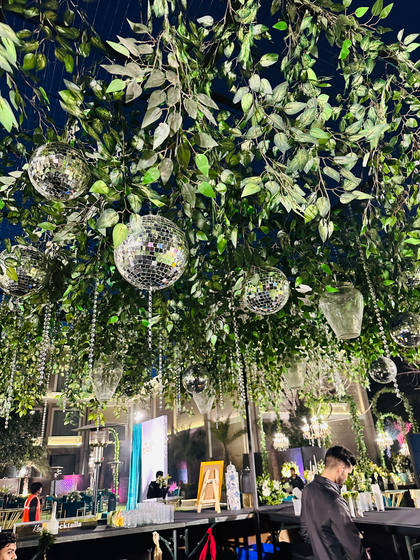 Ceiling and Photo-op — After Party decor — Jaya x Nikunj